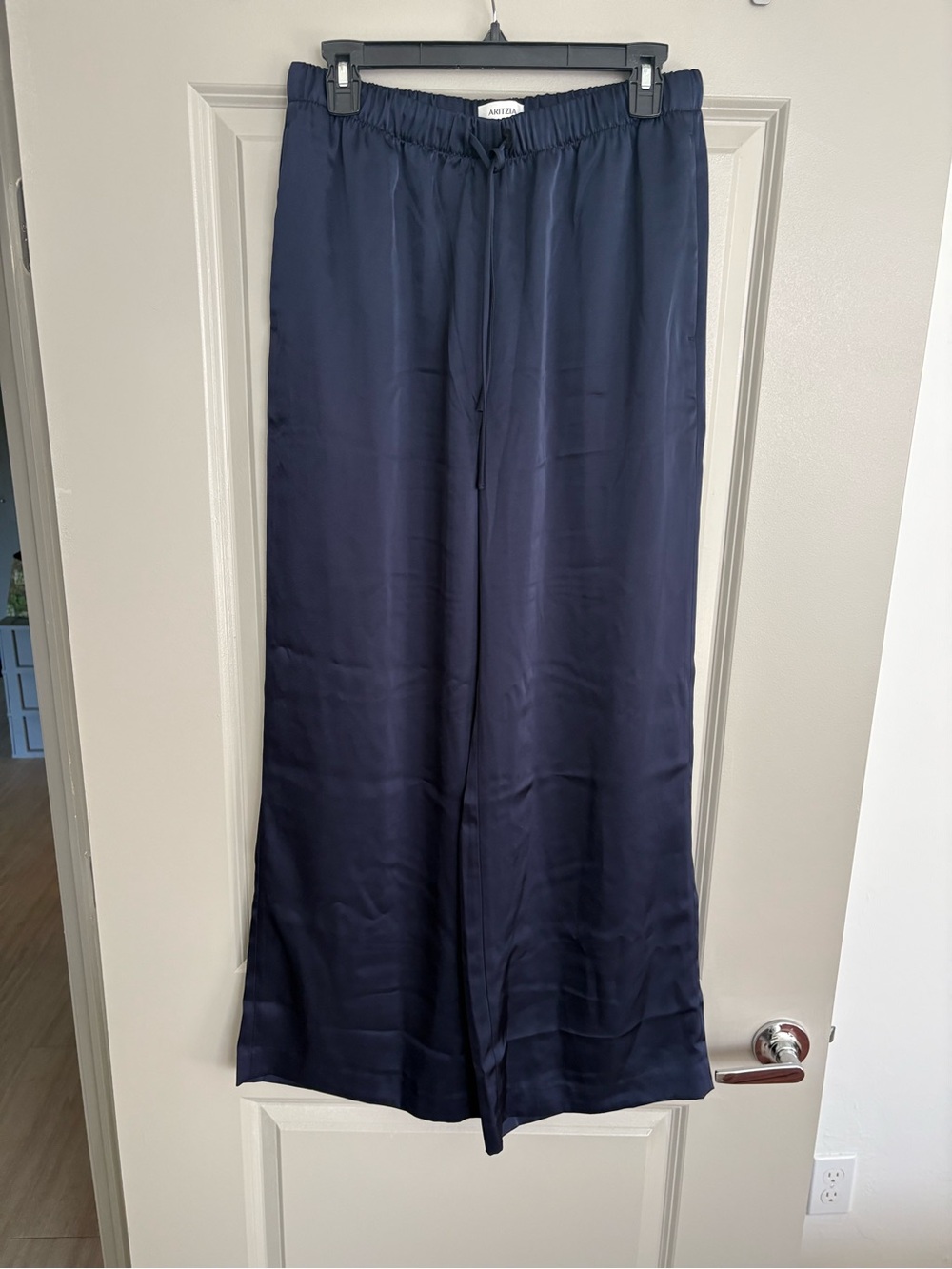 Aritzia Navy Satin Lodge Pants